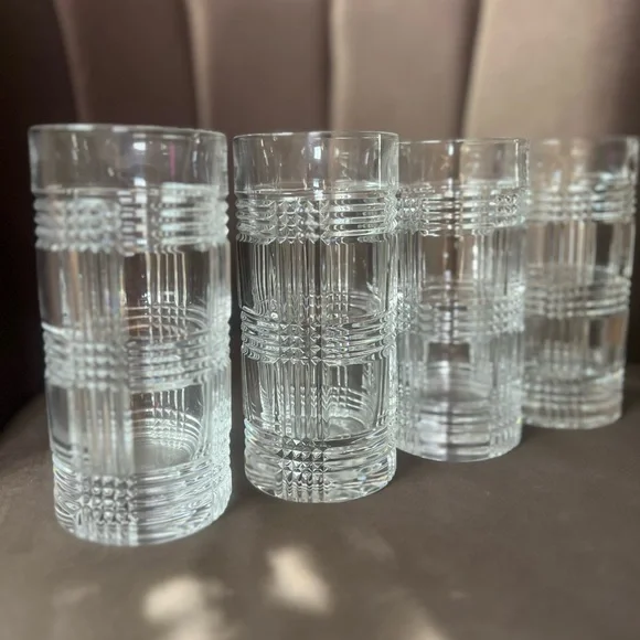 (4) Ralph Lauren Glen Plaid 14oz. Highball Glasses Discontinued Glassware - Picture 2 of 7